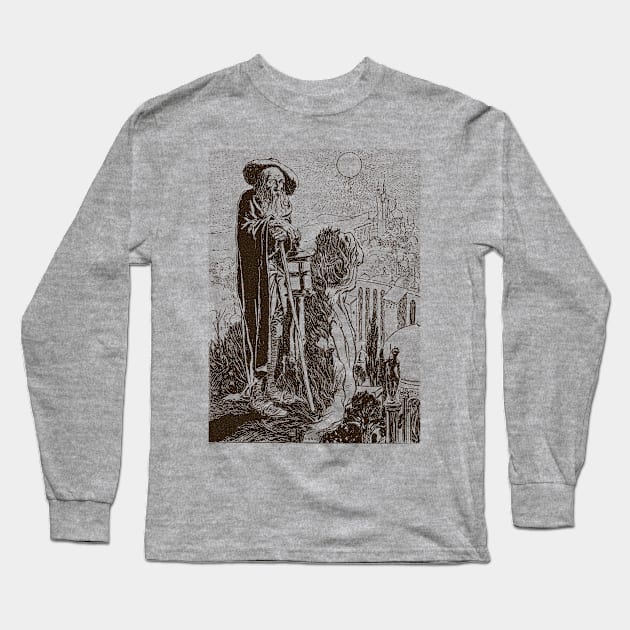 Vintage Wizard Illustration Artwork Long Sleeve T-Shirt by CultOfRomance